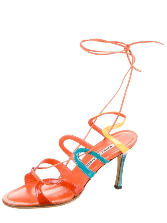 Manolo Blahnik Shoes - Manolo Blahnik Patent Leather Lace Up Ankle-Tie Hees